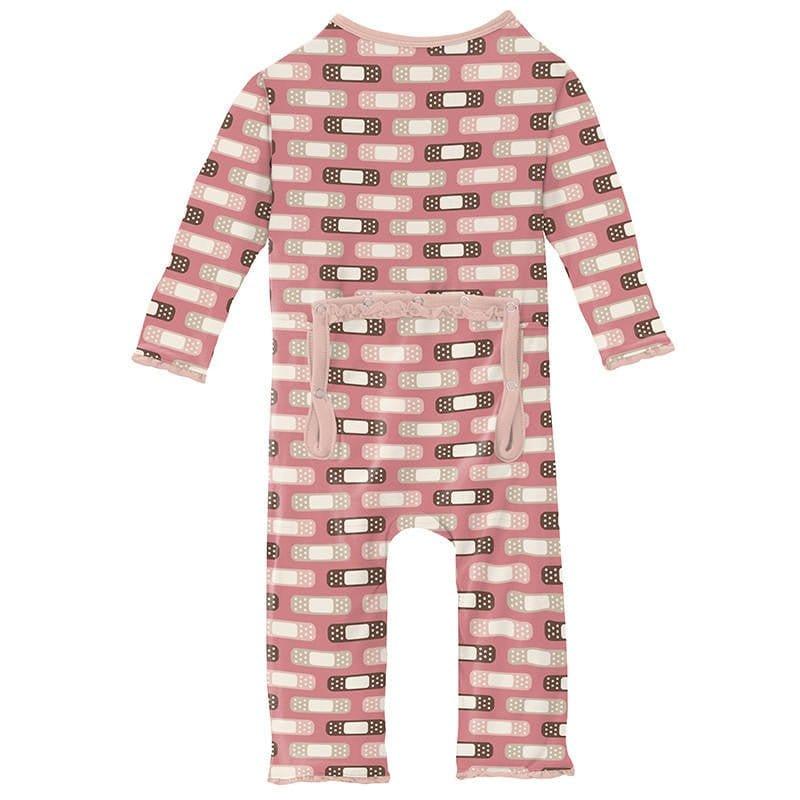 Girl's Print Bamboo Muffin Ruffle Coverall with Zipper - Desert Rose Boo Boos - Image 2