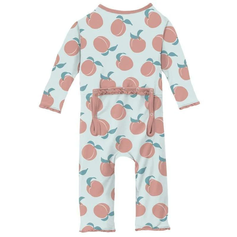 Girl's Print Muffin Ruffle Coverall with Zipper - Fresh Air Peaches - Image 2