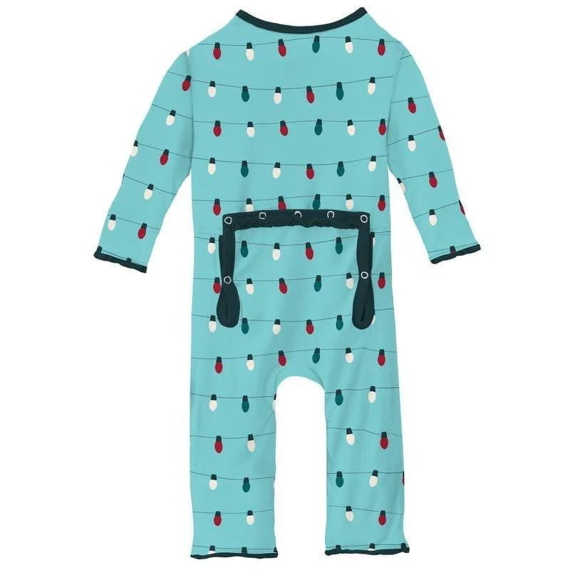 Girl's Print Bamboo Muffin Ruffle Coverall with Zipper - Iceberg Holiday Lights (WCA22) - Image 2