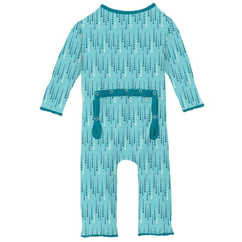 Girl's Print Bamboo Muffin Ruffle Coverall with Zipper - Iceberg Icicles - Image 2