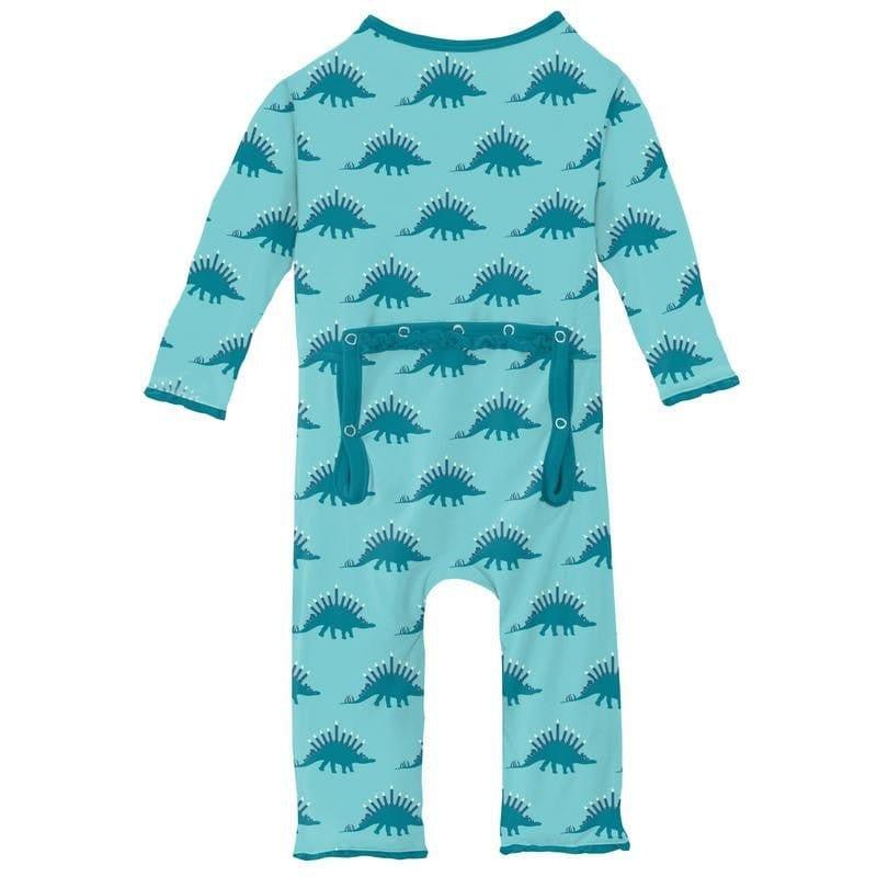 Girl's Print Bamboo Muffin Ruffle Coverall with Zipper - Iceberg Menorahsaurus (WCA22) - Image 2