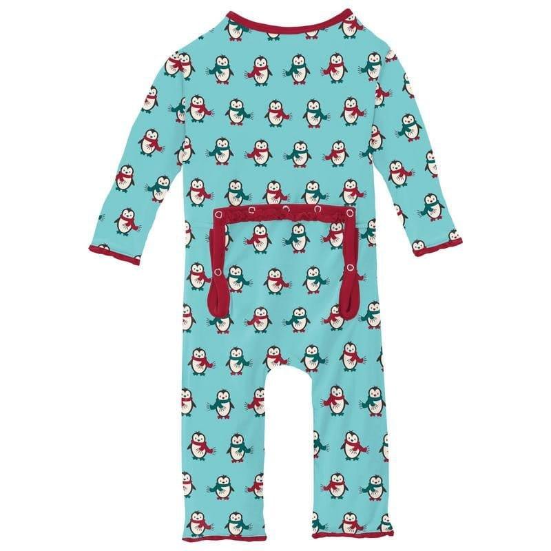 Girl's Print Bamboo Muffin Ruffle Coverall with Zipper - Iceberg Penguins (WCA22) - Image 2