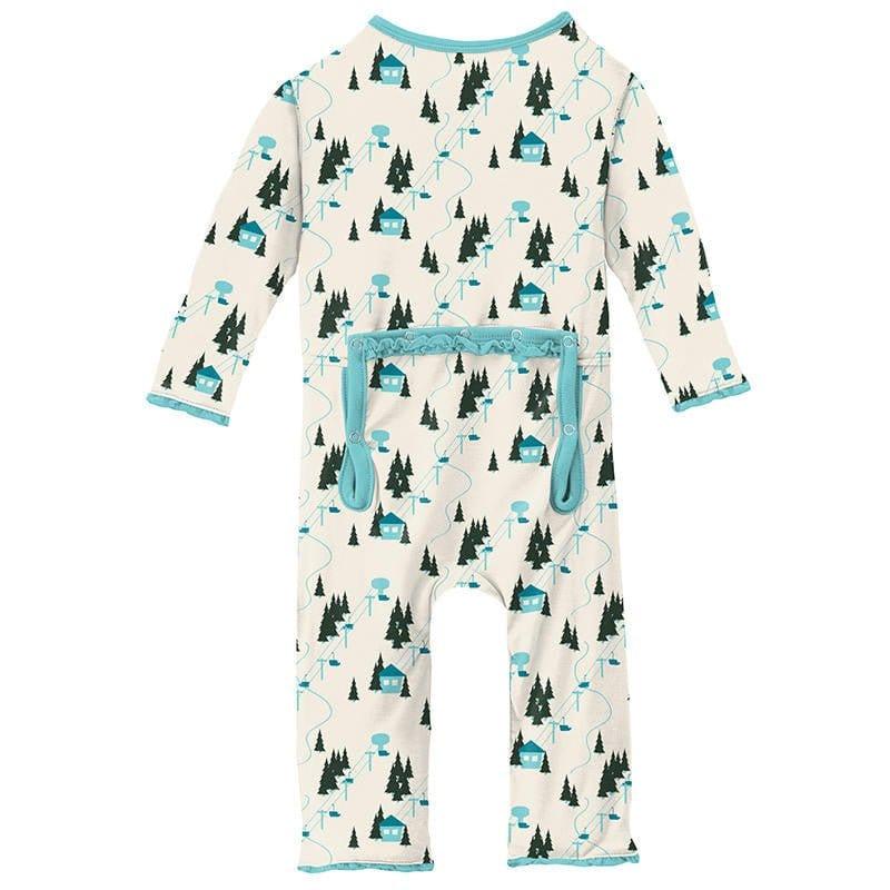 Girl's Print Bamboo Muffin Ruffle Coverall with Zipper - Natural Chairlift - Image 2