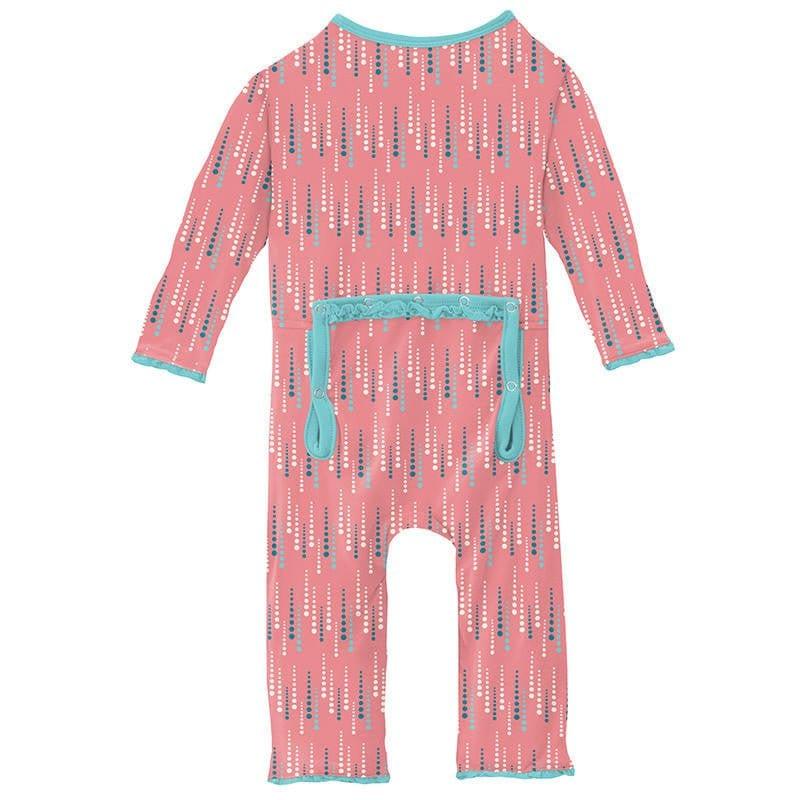 Girl's Print Bamboo Muffin Ruffle Coverall with Zipper - Strawberry Icicles - Image 2