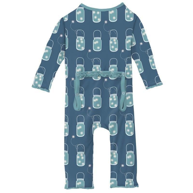 Girl's Print Bamboo Muffin Ruffle Coverall with Zipper - Twilight Fireflies - Image 2