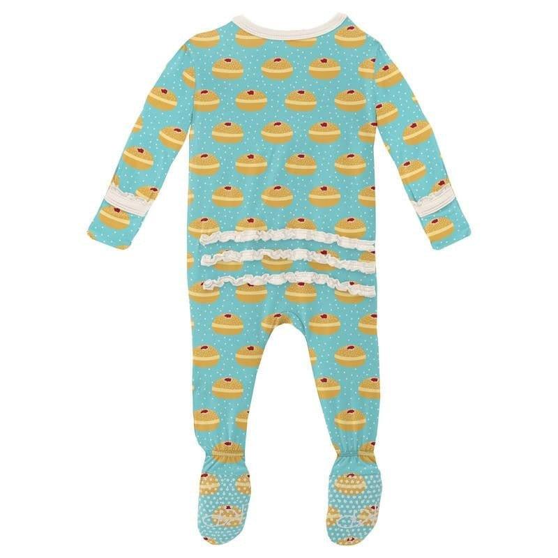 Girl's Print Bamboo Muffin Ruffle Footie with Zipper - Iceberg Jelly Donuts (WCA22) - Image 2