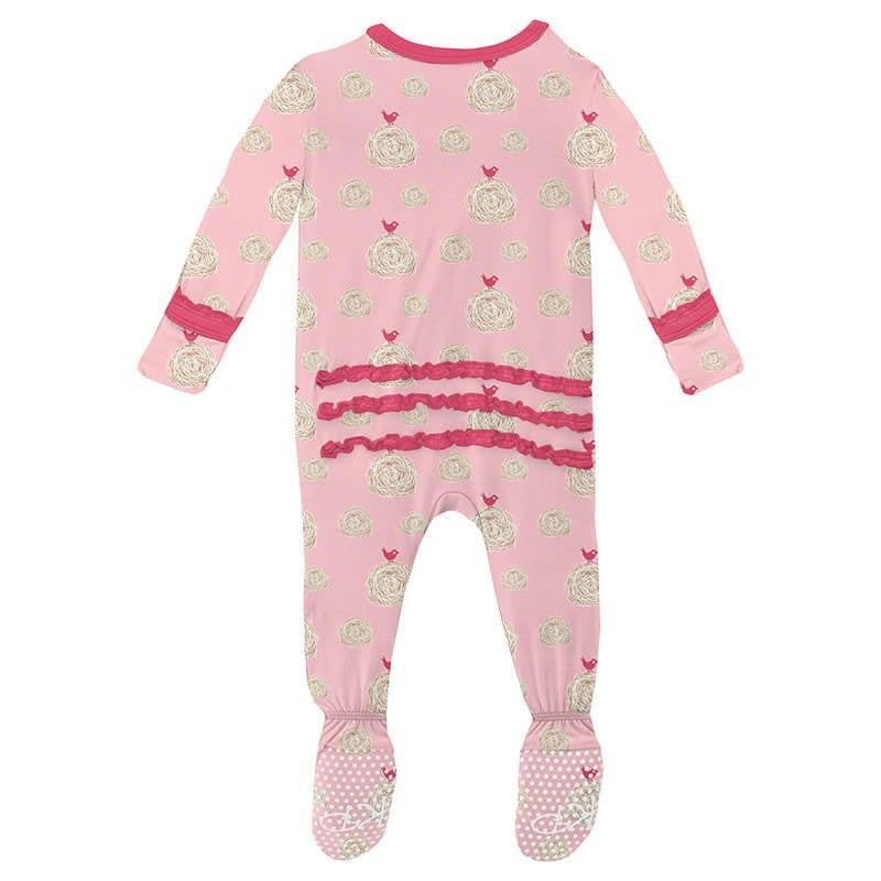 Girl's Print Bamboo Muffin Ruffle Footie with Zipper - Lotus Hay Bales (15ANV) - Image 2