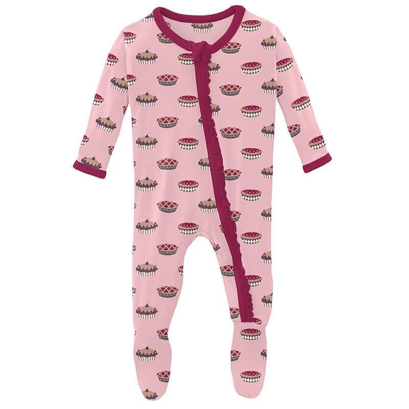 Girl's Print Bamboo Muffin Ruffle Footie with Zipper - Lotus Pies (15ANV)
