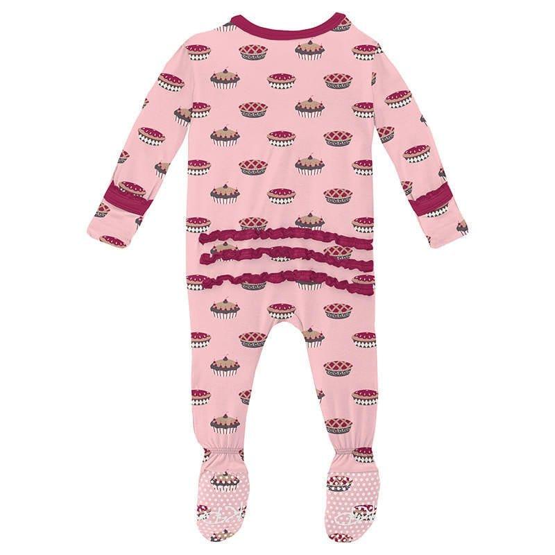 Girl's Print Bamboo Muffin Ruffle Footie with Zipper - Lotus Pies (15ANV) - Image 2