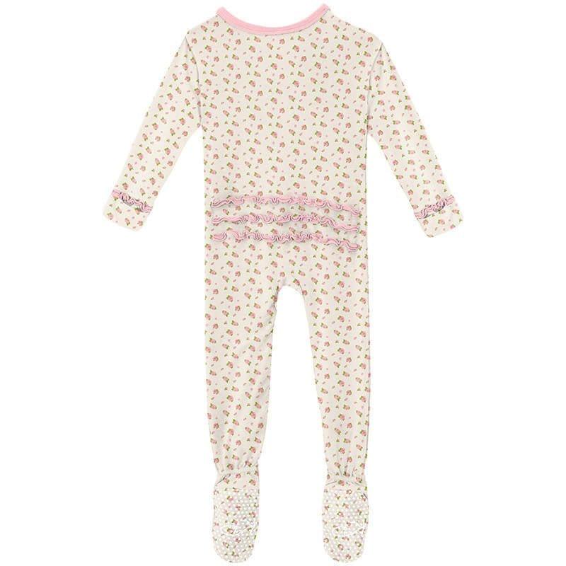 Girl's Print Bamboo Muffin Ruffle Footie with Zipper - Natural Buds (15ANV) - Image 2