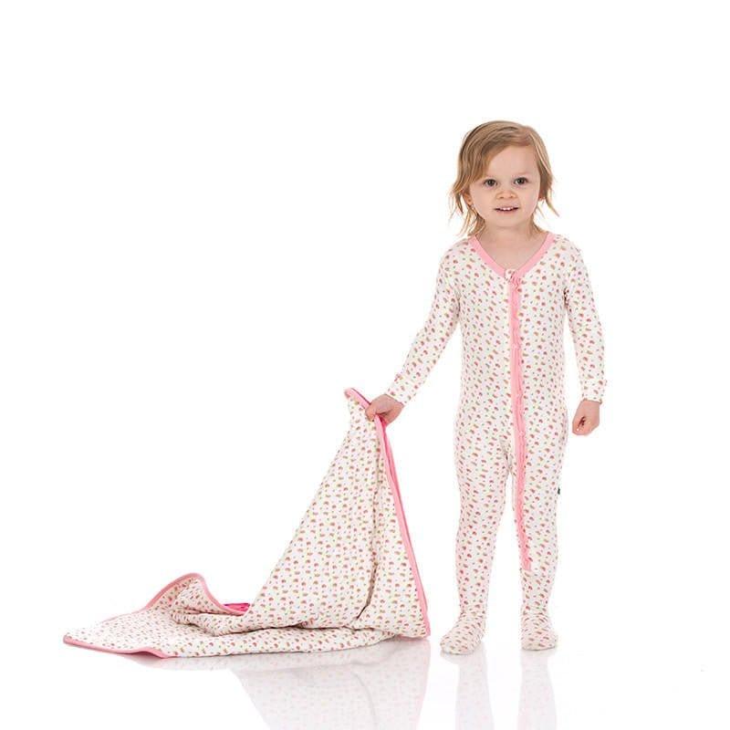 Girl's Print Bamboo Muffin Ruffle Footie with Zipper - Natural Buds (15ANV) - Image 3