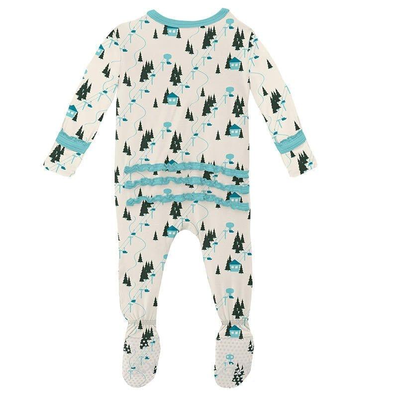 Girl's Print Bamboo Muffin Ruffle Footie with Zipper - Natural Chairlift - Image 2
