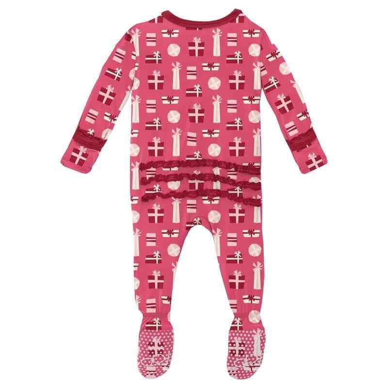 Girl's Print Bamboo Muffin Ruffle Footie with Zipper - Winter Rose Presents (WCA22) - Image 2