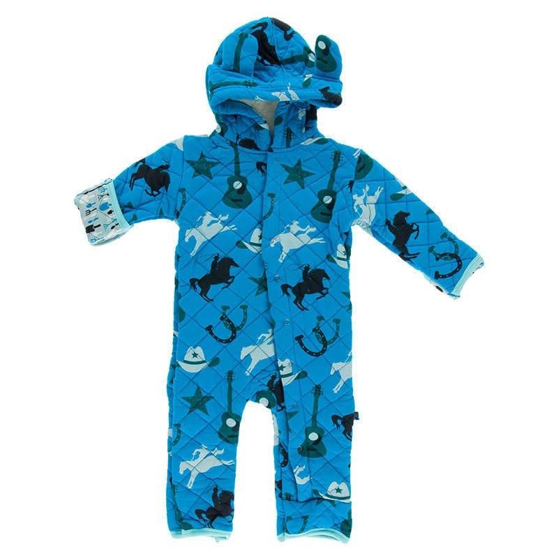 Boy's Print Quilted Hoodie Coverall with Sherpa-Lined Hood - Amazon Cowboy & Jade Garden Tools