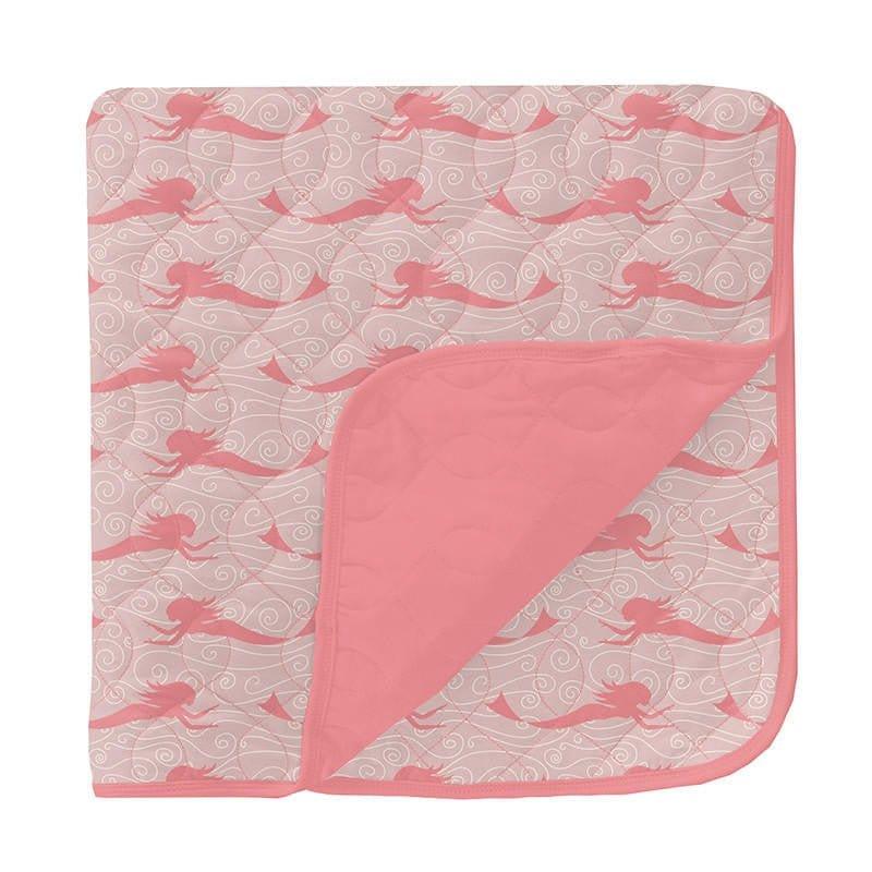 Girl's Print Bamboo Quilted Toddler Blanket - Baby Rose Mermaids & Strawberry