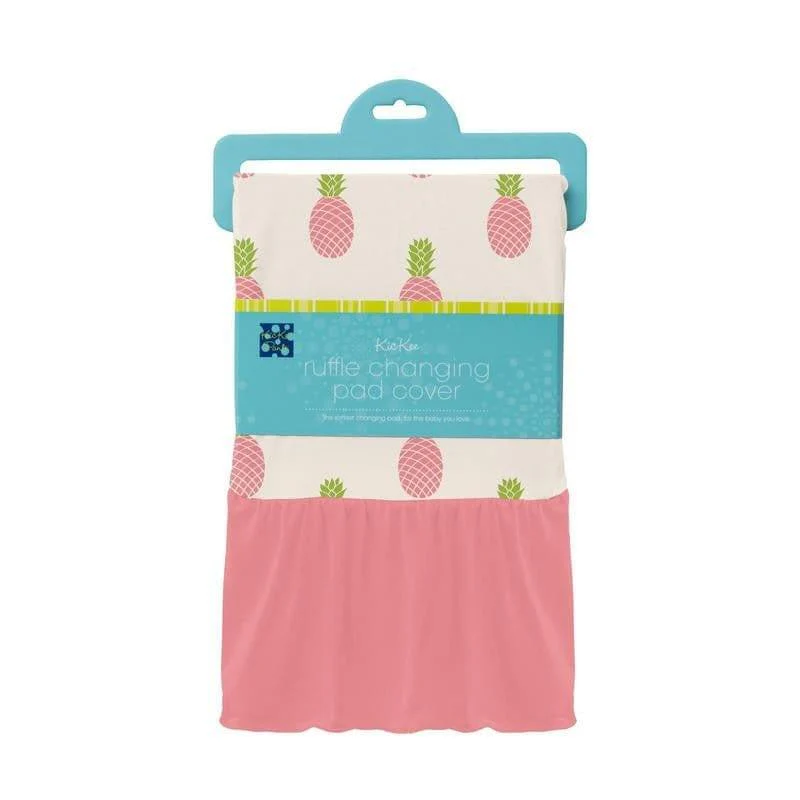 Girl's Print Bamboo Ruffle Changing Pad Cover, Strawberry Pineapples - One Size