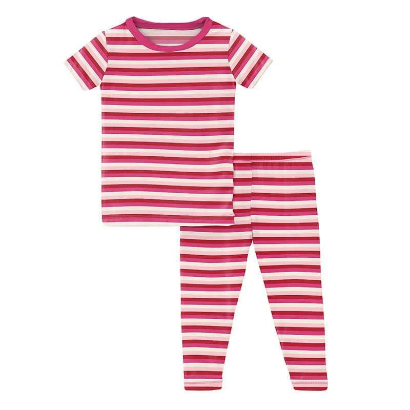 Girl's Print Bamboo Short Sleeve Pajama Set - Anniversary Candy Stripe