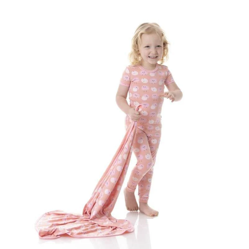 Girl's Print Bamboo Short Sleeve Pajama Set - Blush Peep Peeps - Image 2