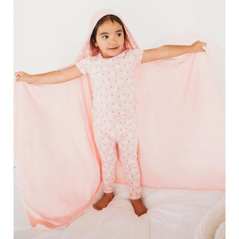 Girl's Print Bamboo Short Sleeve Pajama Set - Cake Pop Swan Princess - Image 2