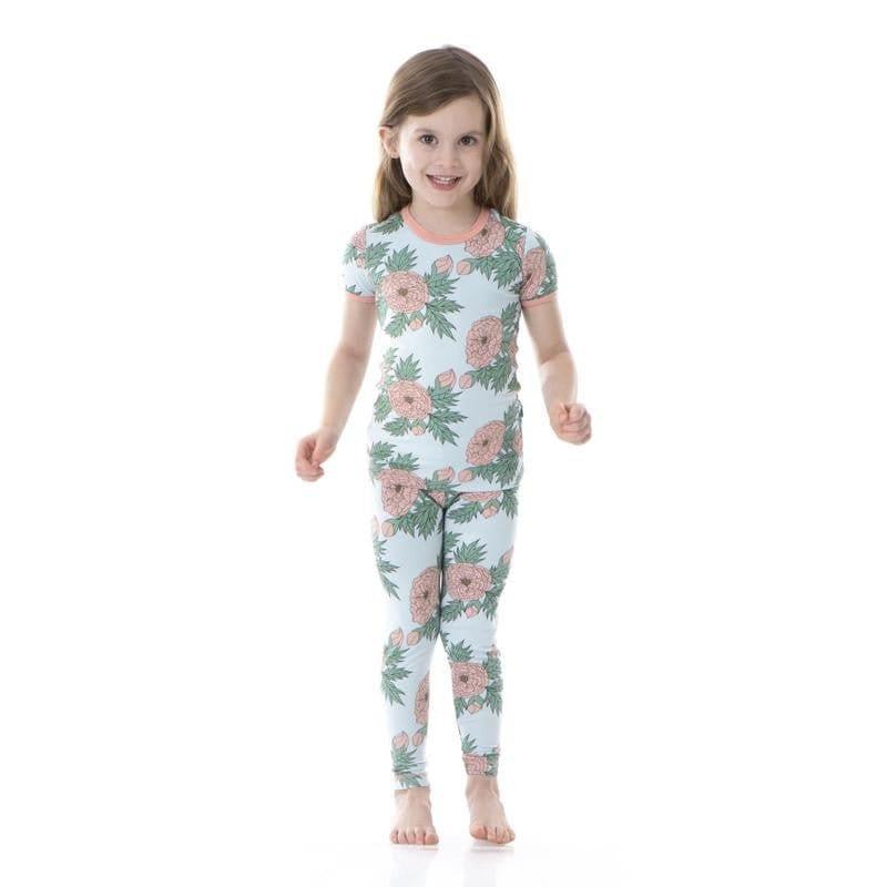 Girl's Print Bamboo Short Sleeve Pajama Set - Spring Sky Floral - Image 2