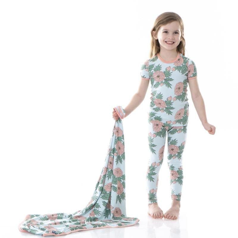 Girl's Print Bamboo Short Sleeve Pajama Set - Spring Sky Floral - Image 3