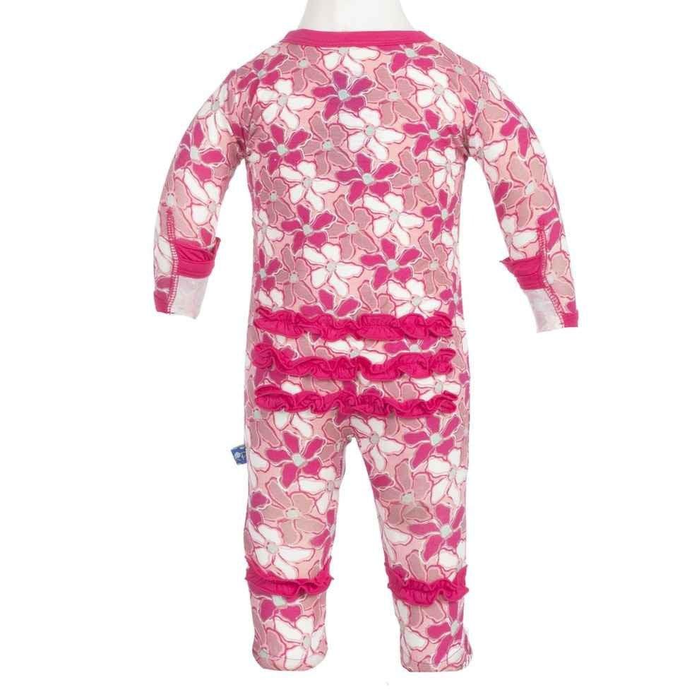 Girl's Bamboo Ruffle Footie with Snaps, Desert Flower - Image 2