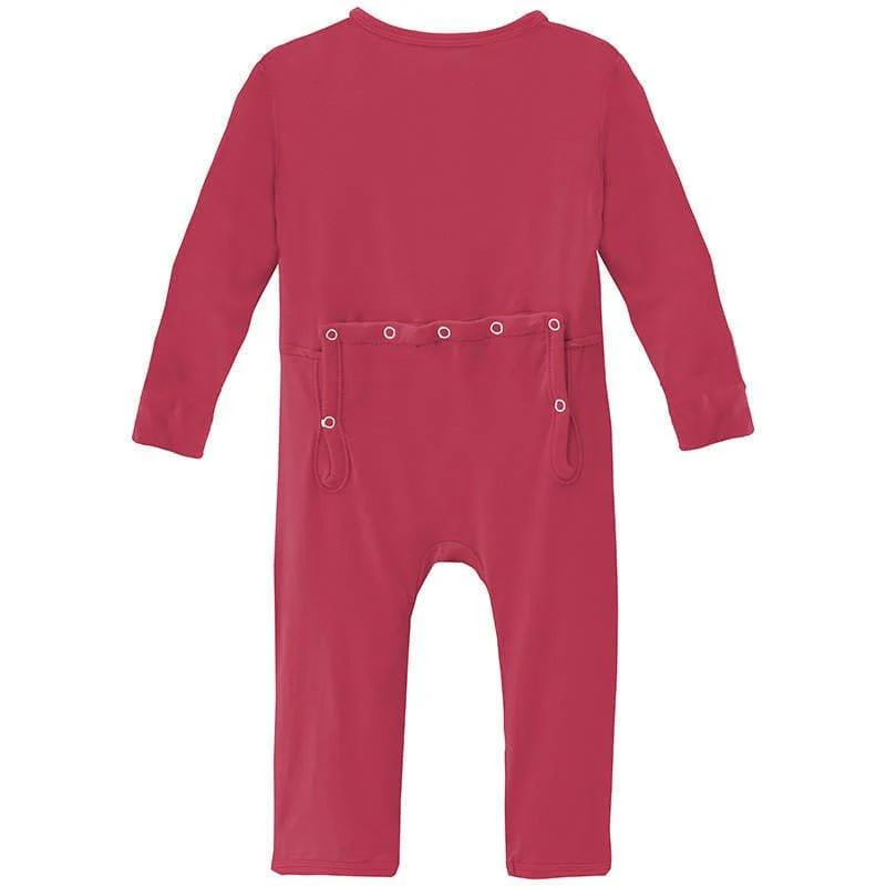 Girl's Solid Bamboo Coverall with 2-Way Zipper - Cherry Pie - Image 2