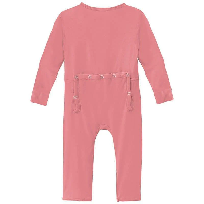 Girl's Solid Bamboo Coverall with 2-Way Zipper - Strawberry - Image 2