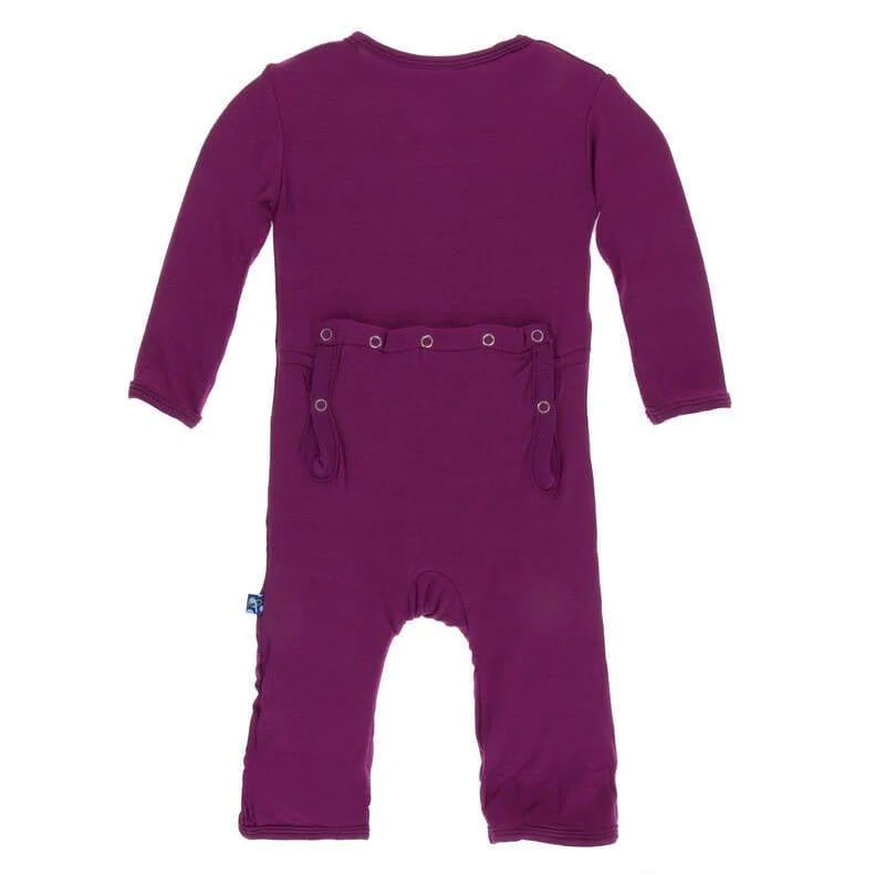 Girl's Solid Bamboo Coverall with Snaps - Orchid - Image 2