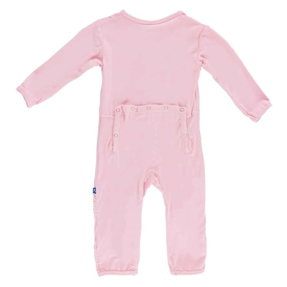 Girl's Solid Bamboo Coverall with Zipper - Lotus - Image 2