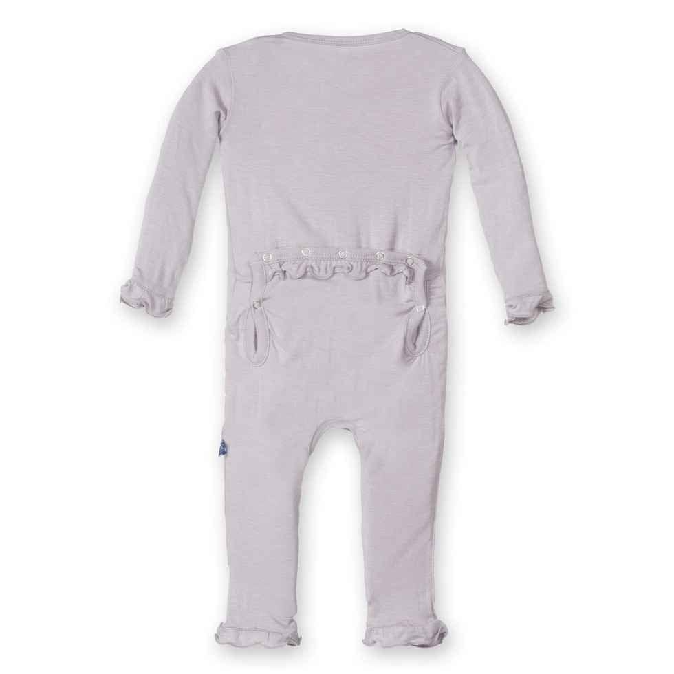 Girls Solid Bamboo Muffin Ruffle Coverall - Feather - Image 2