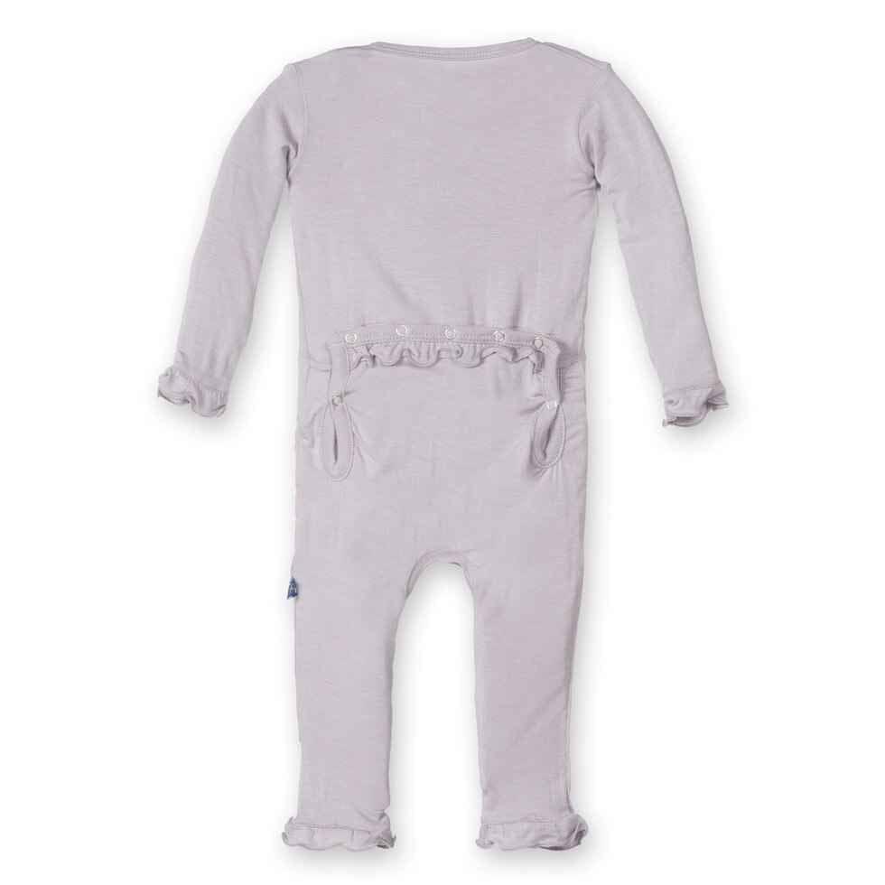 Girls Solid Bamboo Muffin Ruffle Coverall - Feather - Image 3