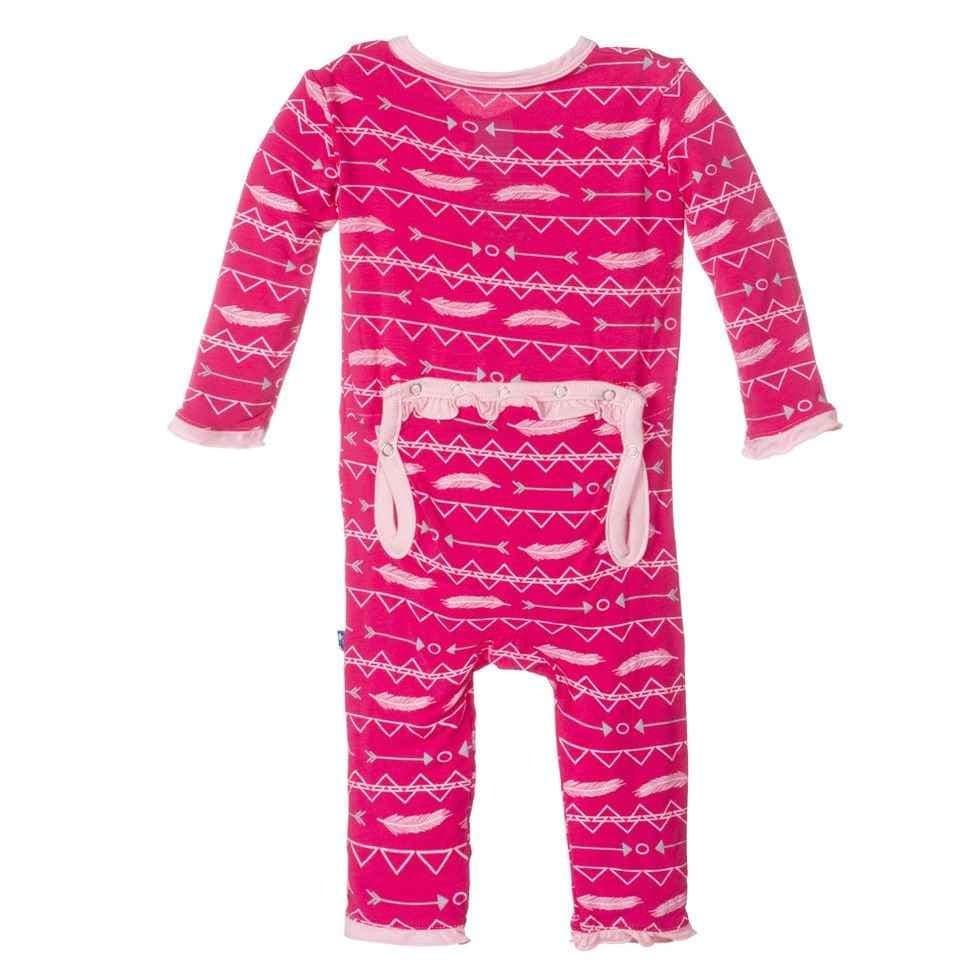 Girls Solid Bamboo Muffin Ruffle Coverall - Prickly Pear Southwest - Image 2