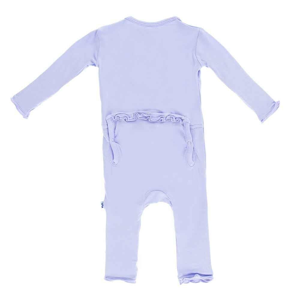 Girl's Solid Bamboo Muffin Ruffle Coverall with Snaps - Lilac - Image 2