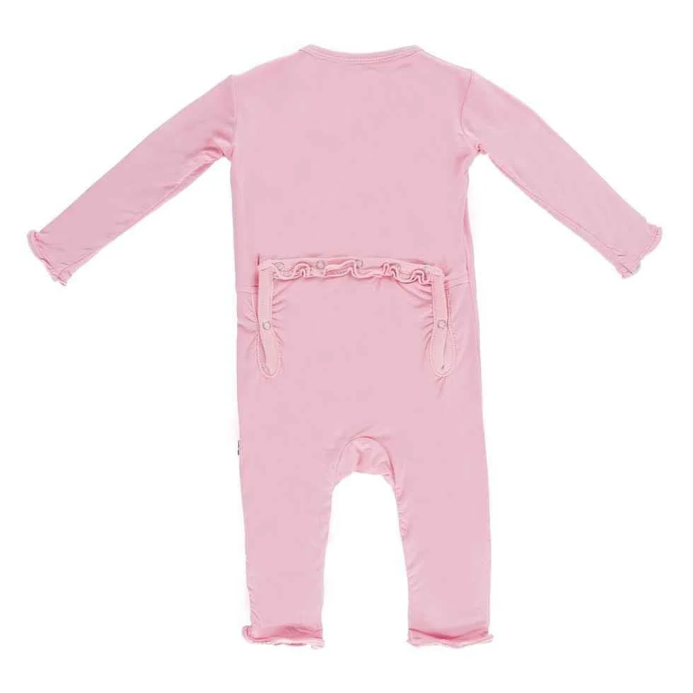 Girl's Solid Bamboo Muffin Ruffle Coverall with Snaps - Lotus - Image 2