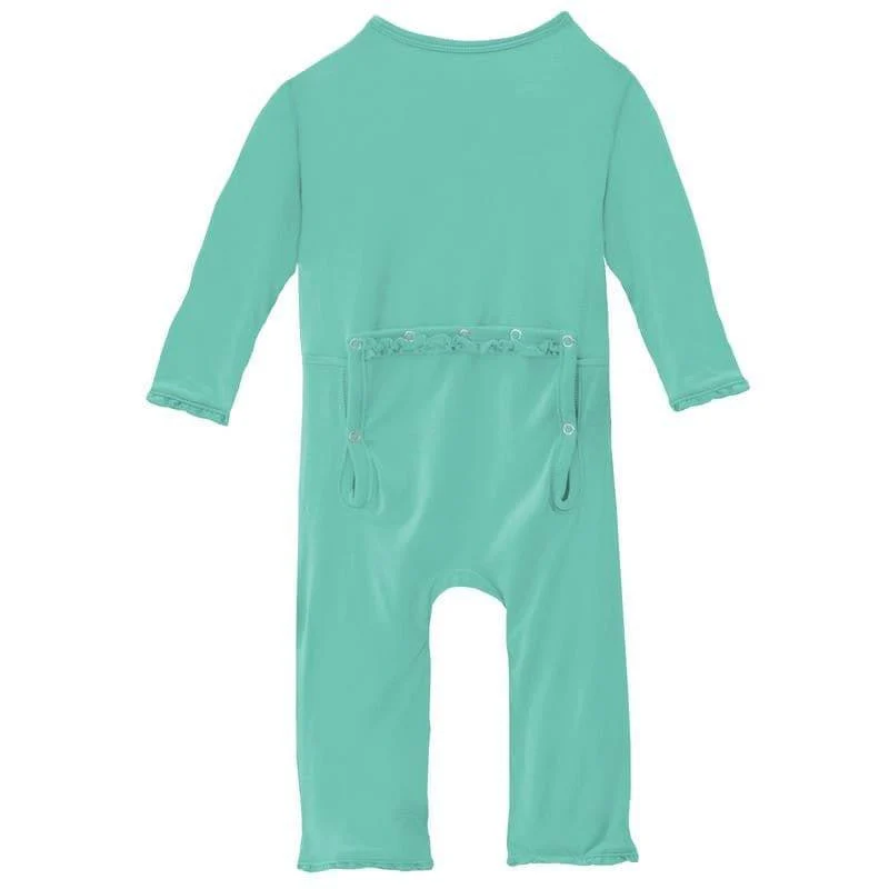 Girl's Solid Bamboo Muffin Ruffle Coverall with Zipper - Glass (TSS22) - Image 2