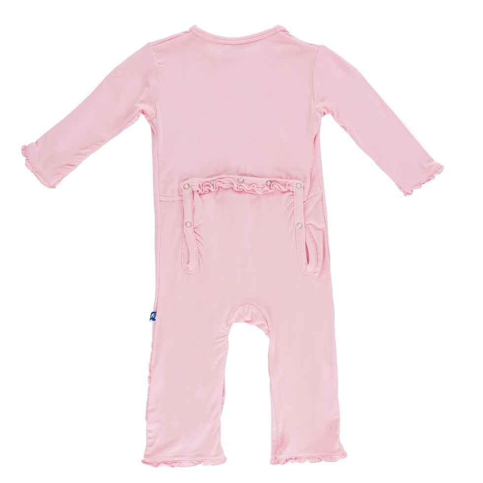 Girl's Solid Bamboo Muffin Ruffle Coverall with Zipper - Lotus - Image 2