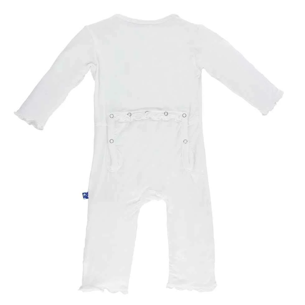 Girl's Solid Bamboo Muffin Ruffle Coverall with Zipper - Natural - Image 2