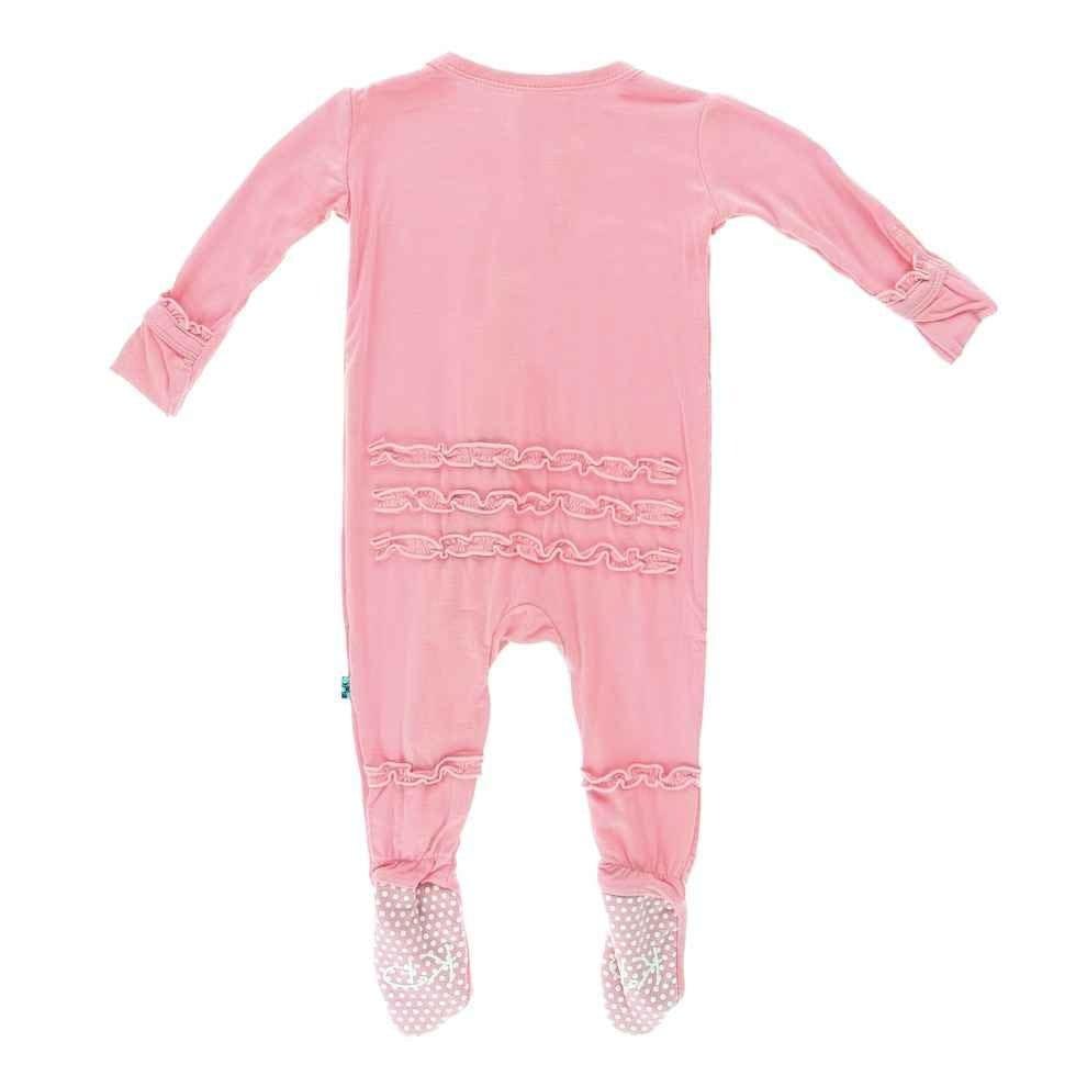 Girl's Solid Bamboo Muffin Ruffle Footie with Snaps - Lotus - Image 2