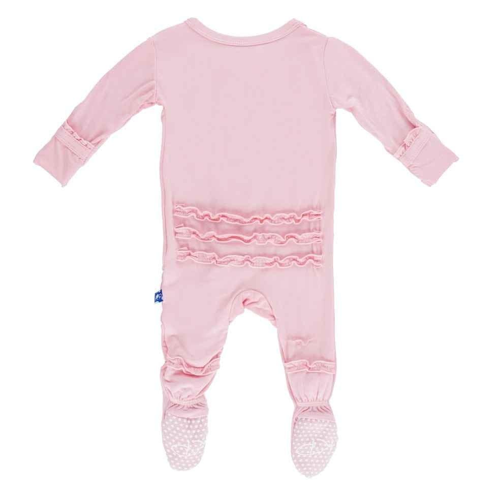 Girl's Solid Bamboo Muffin Ruffle Footie with Zipper - Midnight - Image 2