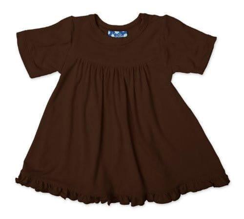 Girl's Solid Bamboo Short Sleeve Swing Dress - Bark