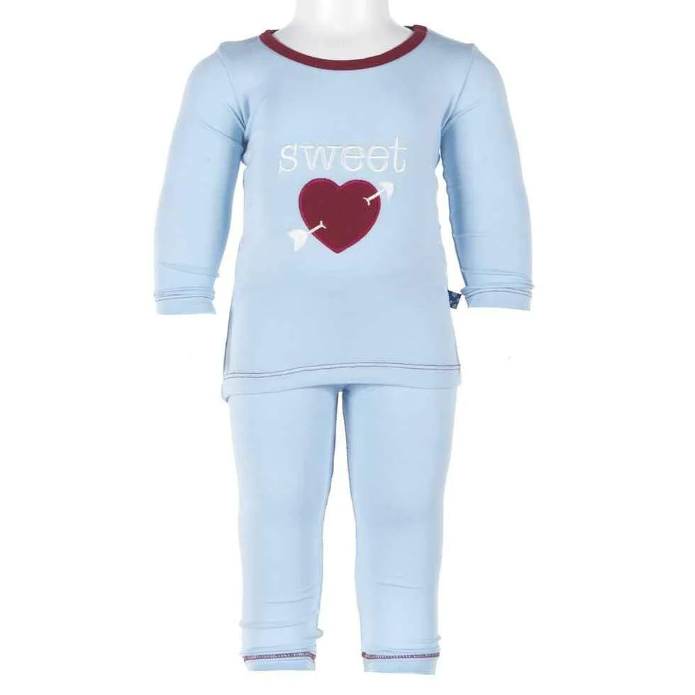 Valentine's Bamboo Long Sleeve Applique Pajama Set, Pond Sweet Heart