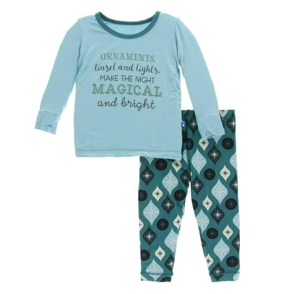 Holiday Bamboo Long Sleeve Pajama Set, Cedar Vintage Ornaments - Image 2