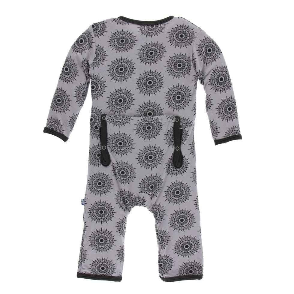 Print Bamboo Coverall with Snaps - Feather Mandala - Image 2