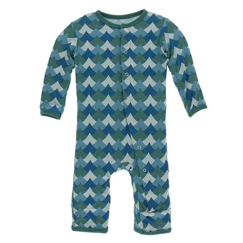 Print Bamboo Coverall with Snaps - Ivy Waves