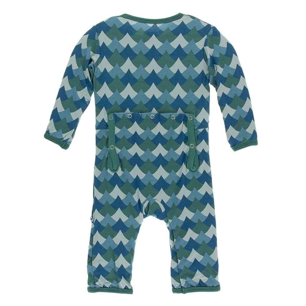 Print Bamboo Coverall with Snaps - Ivy Waves - Image 2