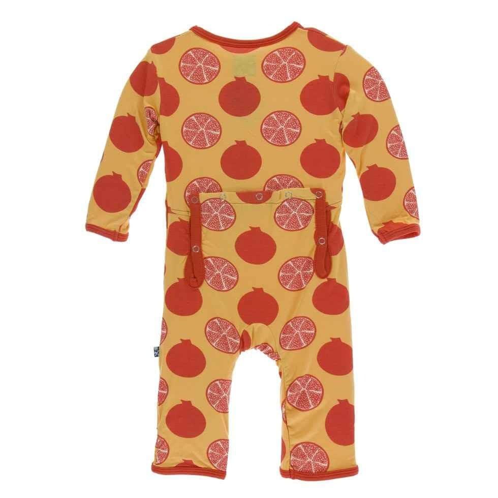 Print Bamboo Coverall with Snaps - Marigold Pomegranate - Image 2