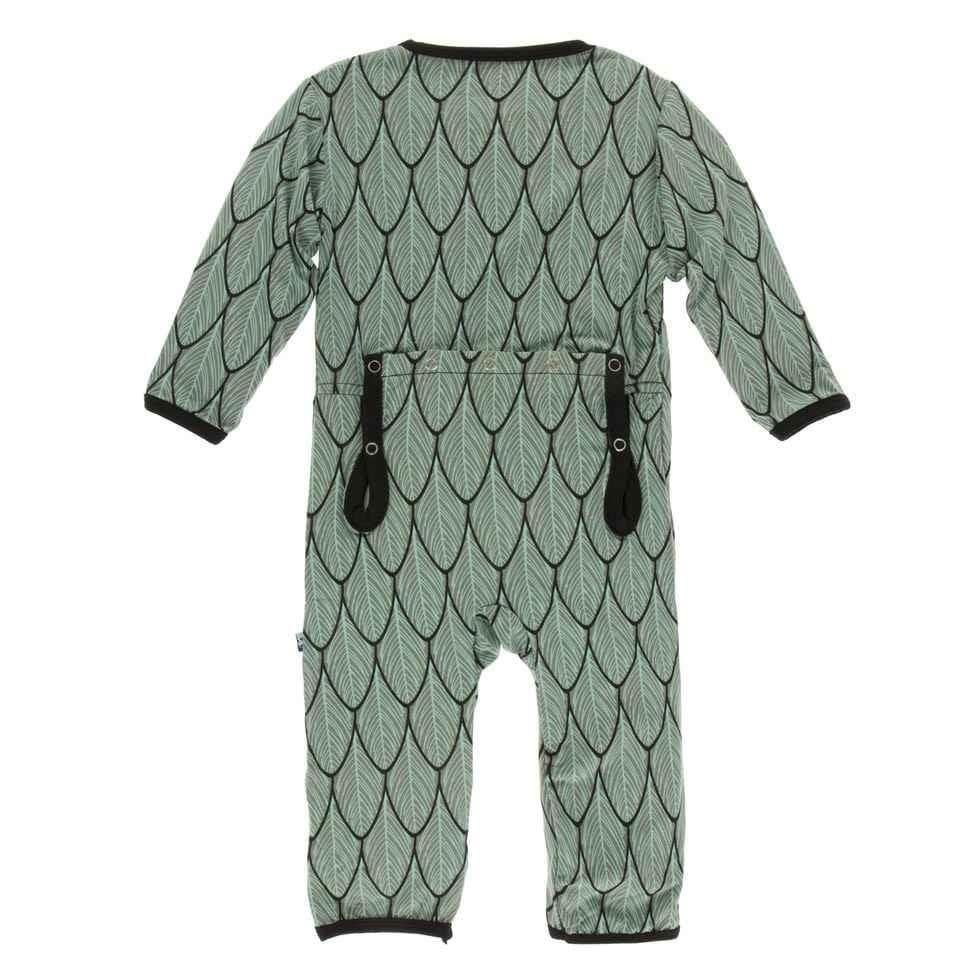 Print Bamboo Coverall with Snaps - Midnight Feathers - Image 2