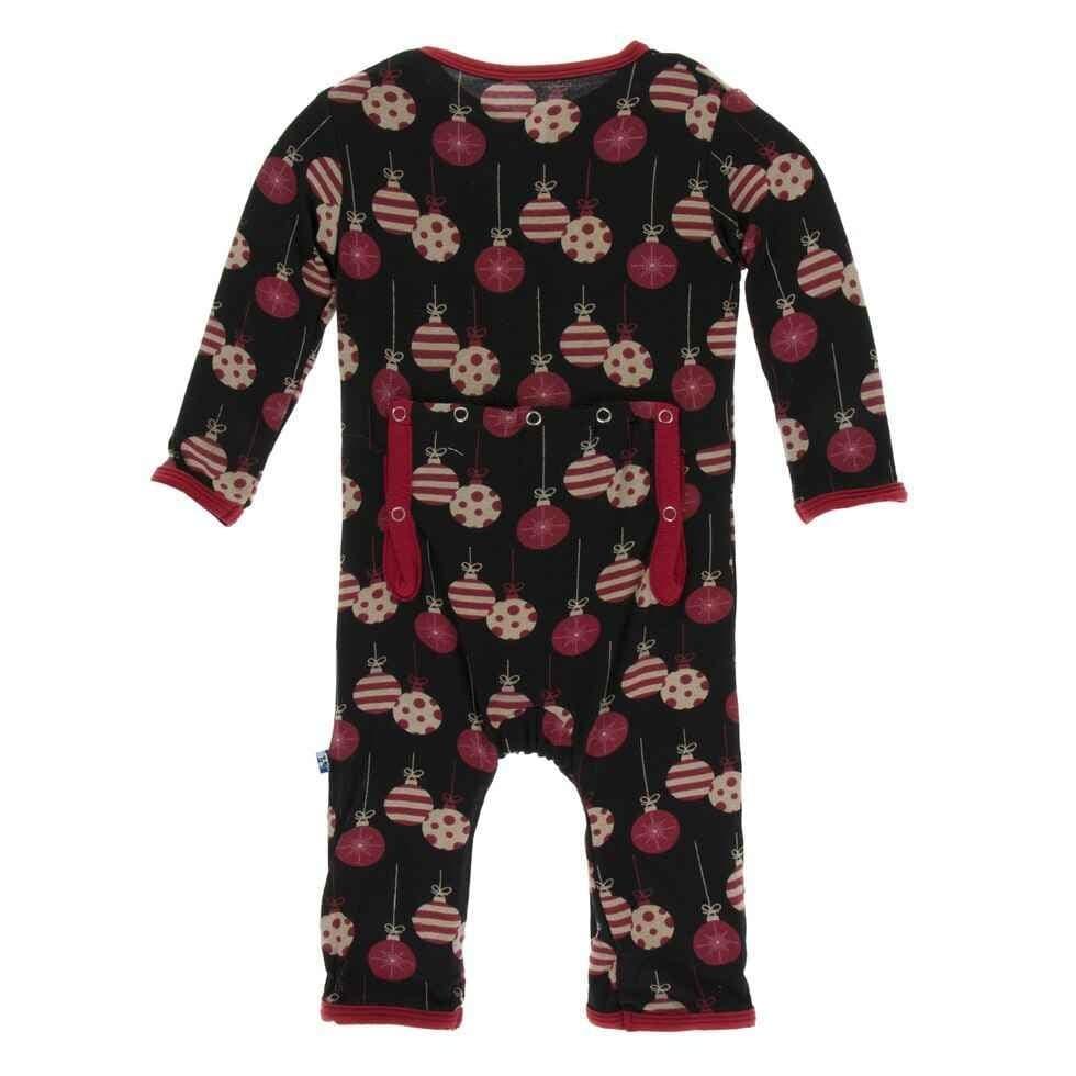Print Bamboo Coverall with Snaps - Midnight Ornaments - Image 2
