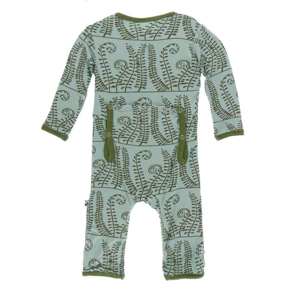 Print Bamboo Coverall with Snaps - Shore Ferns - Image 2